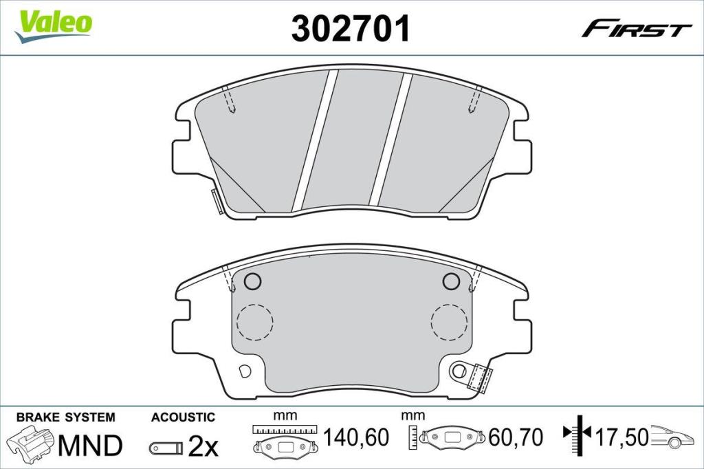 Jogo de 4 pastilhas de travão VALEO ref. 302701